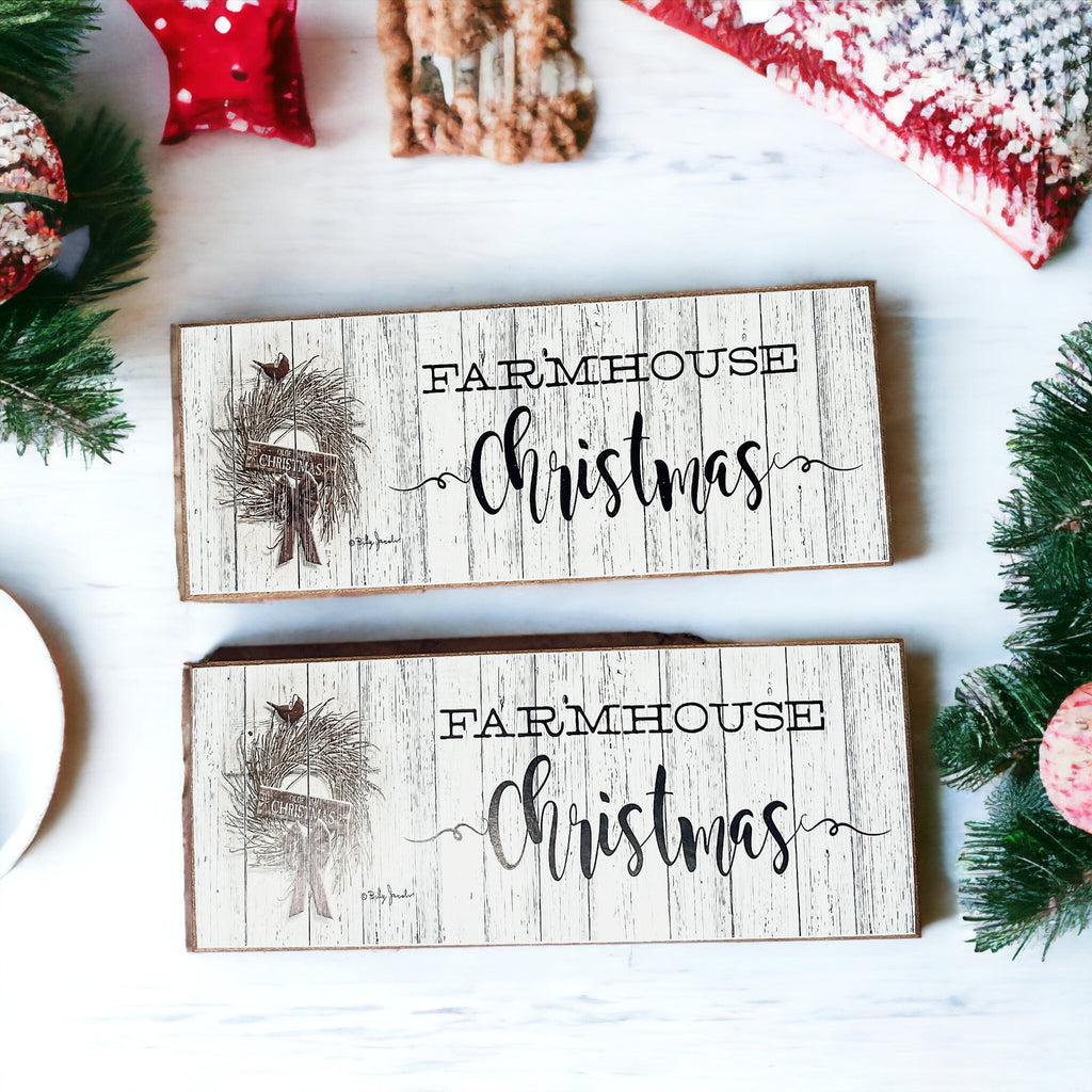 Farmhouse Christmas Sign Wooden Rustic Holiday Decor Minimalist Neutral 10x4 BandsCo Straps