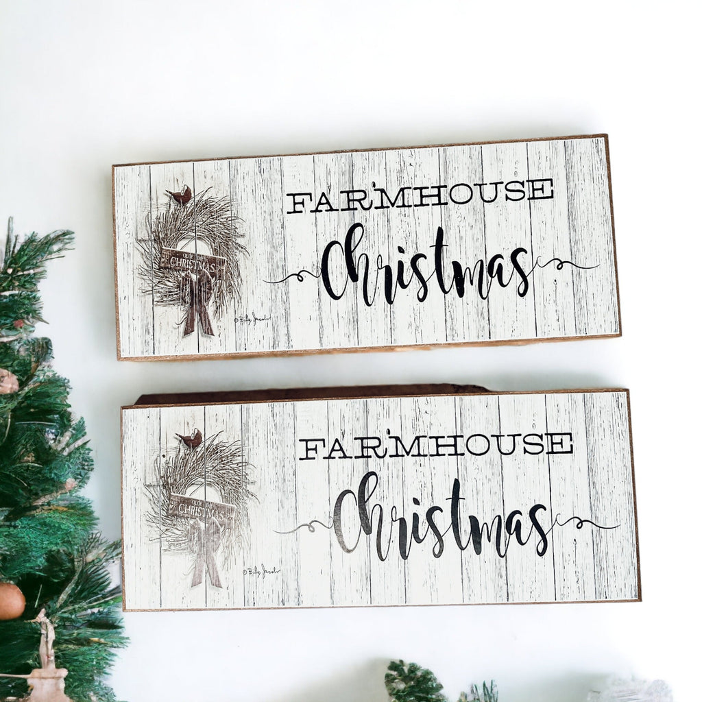 Farmhouse Christmas Sign Wooden Rustic Holiday Decor Minimalist Neutral 10x4 BandsCo Straps