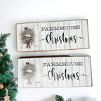 Farmhouse Christmas Sign Wooden Rustic Holiday Decor Minimalist Neutral 10x4 BandsCo Straps