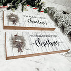 Farmhouse Christmas Sign Wooden Rustic Holiday Decor Minimalist Neutral 10x4 BandsCo Straps