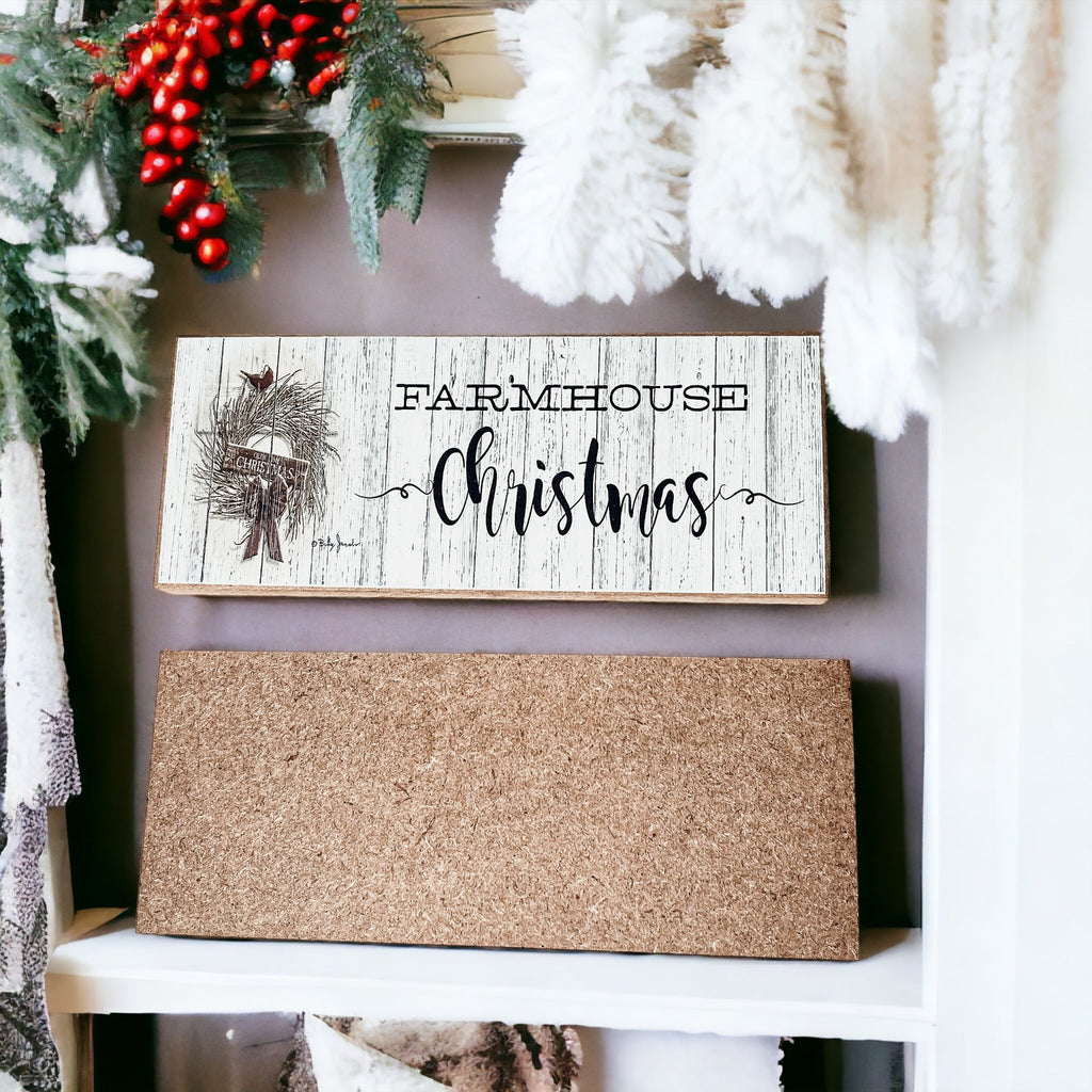 Farmhouse Christmas Sign Wooden Rustic Holiday Decor Minimalist Neutral 10x4 BandsCo Straps