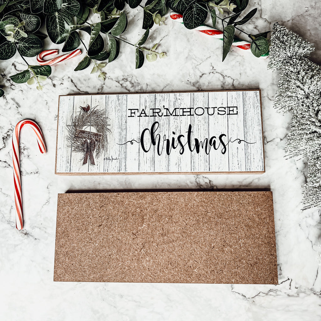 Farmhouse Christmas Sign Wooden Rustic Holiday Decor Minimalist Neutral 10x4 BandsCo Straps