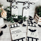Halloween Tea Towel Bat 31 Vs Mummy Black White Cotton Dish Towel Kitchen Hand Towel Decor BandsCo Straps