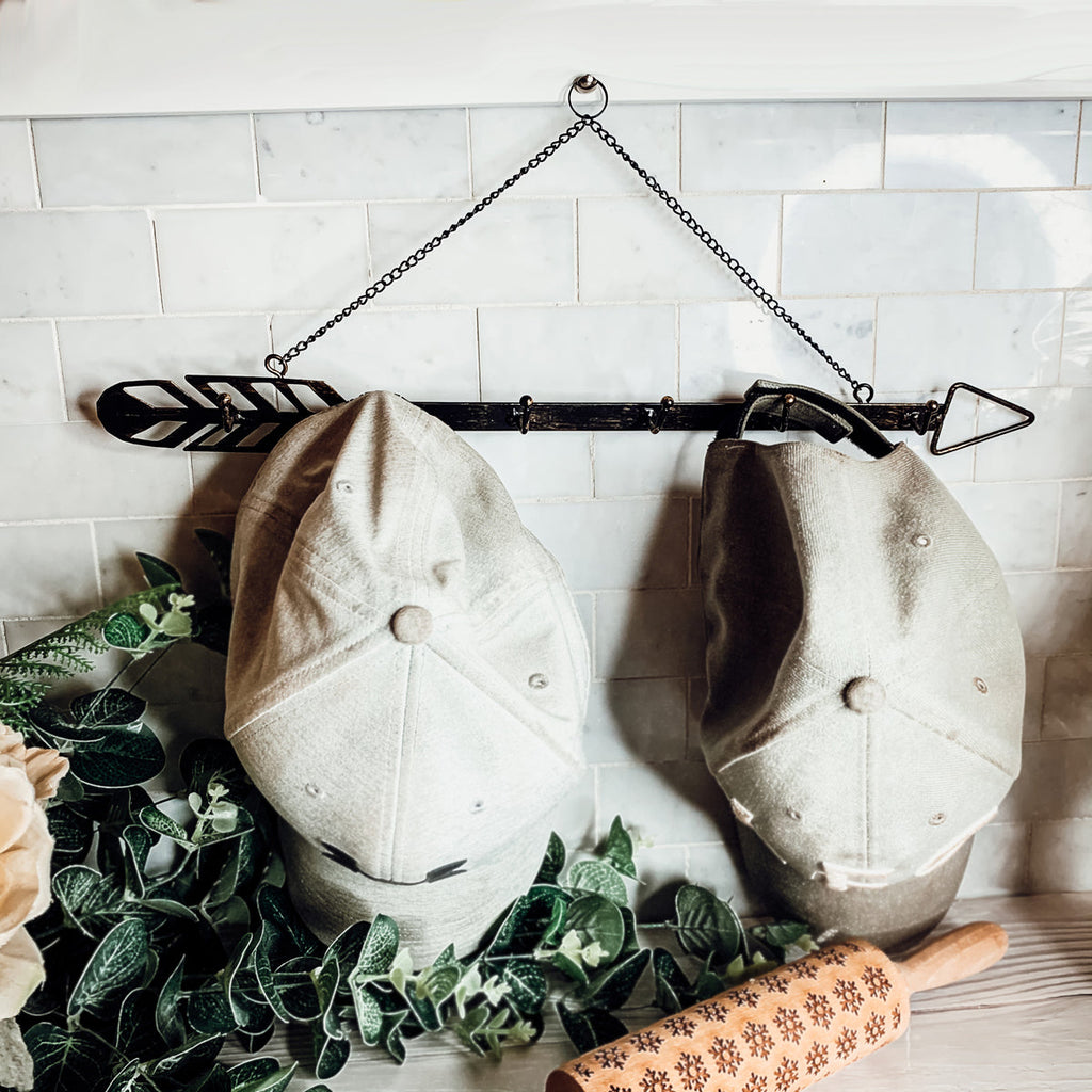 Arrow Wall Hook Hanger 6 Hook Metal Key and Jewelry Organizer Black 18x1.5x0.05 BandsCo Straps