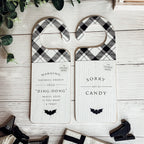 Halloween Double-Sided Door Hanger Spooky Cute Door Knob Sign 5x11.5 Black White BandsCo Straps