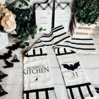 Halloween Tea Towel Bat 31 Vs Mummy Black White Cotton Dish Towel Kitchen Hand Towel Decor BandsCo Straps