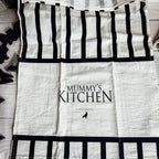 Halloween Tea Towel Bat 31 Vs Mummy Black White Cotton Dish Towel Kitchen Hand Towel Decor BandsCo Straps