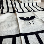 Halloween Tea Towel Bat 31 Vs Mummy Black White Cotton Dish Towel Kitchen Hand Towel Decor BandsCo Straps
