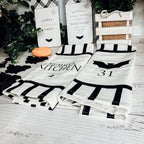 Halloween Tea Towel Bat 31 Vs Mummy Black White Cotton Dish Towel Kitchen Hand Towel Decor BandsCo Straps