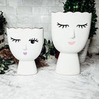 Coquette Porcelain Vases Set Of 2 Wink And Smile Ceramic Vases With Gold Trim Slim Vanity Decor BandsCo Straps