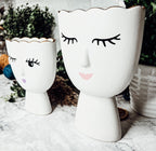 Coquette Porcelain Vases Set Of 2 Wink And Smile Ceramic Vases With Gold Trim Slim Vanity Decor BandsCo Straps