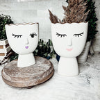 Coquette Porcelain Vases Set Of 2 Wink And Smile Ceramic Vases With Gold Trim Slim Vanity Decor BandsCo Straps