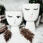 Coquette Porcelain Vases Set Of 2 Wink And Smile Ceramic Vases With Gold Trim Slim Vanity Decor BandsCo Straps