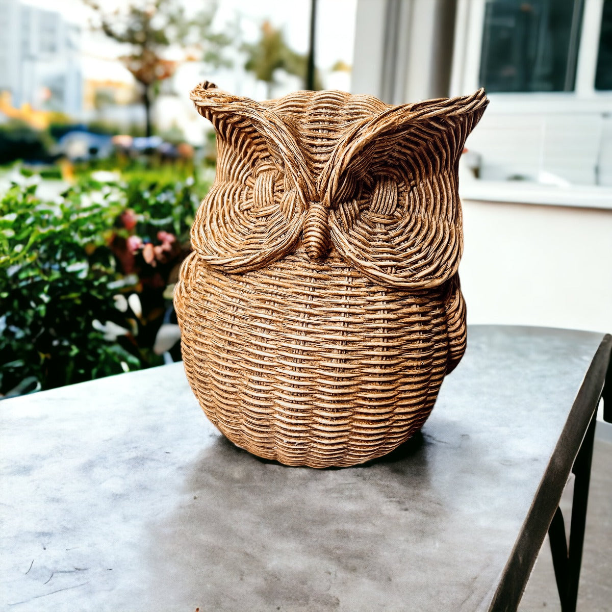 Basket Weave Owl Figurine Resin Rustic Owl Bookend Tabletop Accent Home Decor BandsCo Straps
