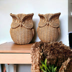 Basket Weave Owl Figurine Resin Rustic Owl Bookend Tabletop Accent Home Decor BandsCo Straps