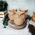Basket Weave Owl Figurine Resin Rustic Owl Bookend Tabletop Accent Home Decor BandsCo Straps