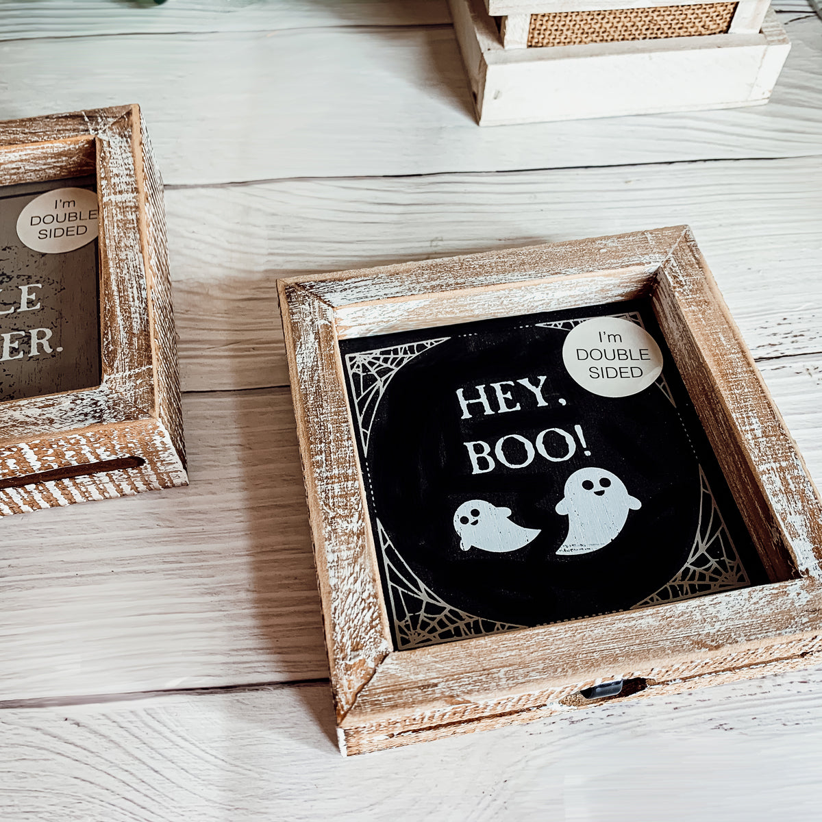 Double-Sided Fall Sign Hey Boo/It's Cuddle Weather Reversible Porch Decor BandsCo Straps