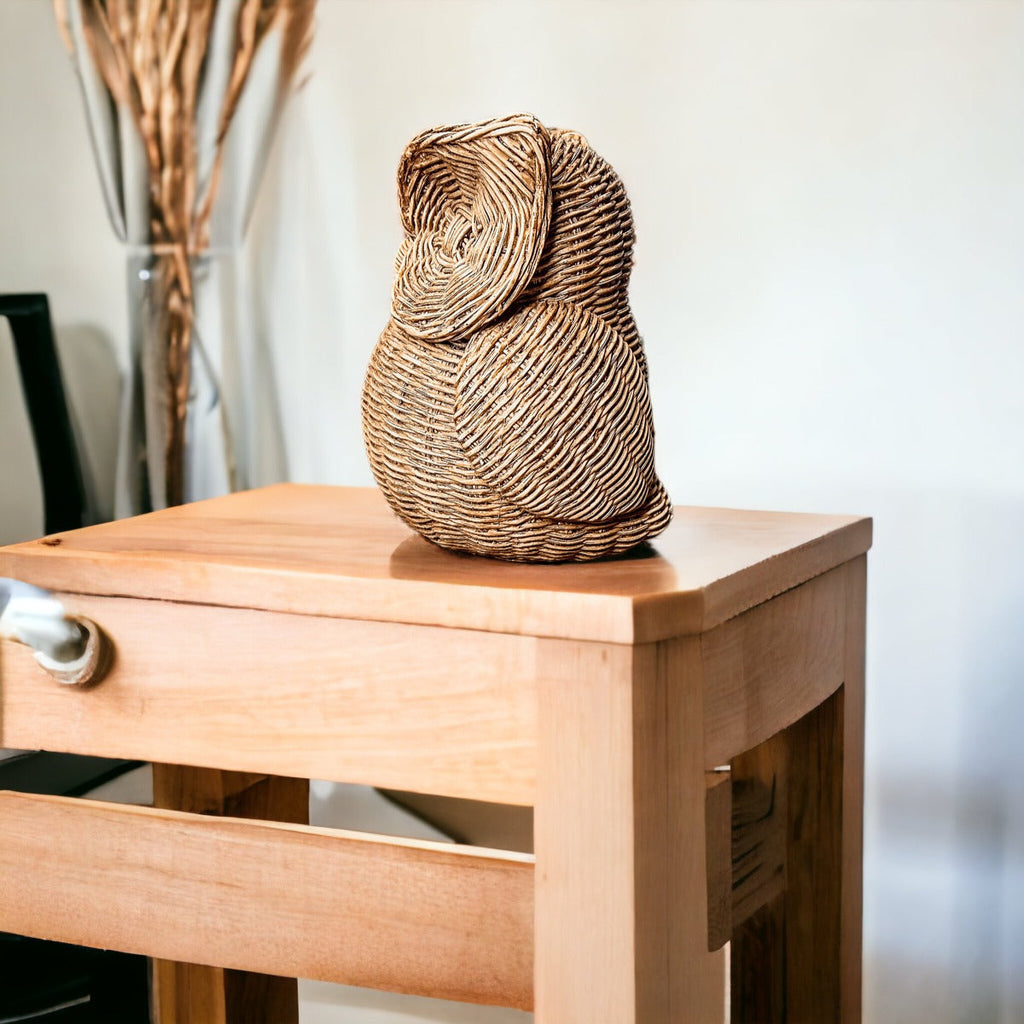 Basket Weave Owl Figurine Resin Rustic Owl Bookend Tabletop Accent Home Decor BandsCo Straps