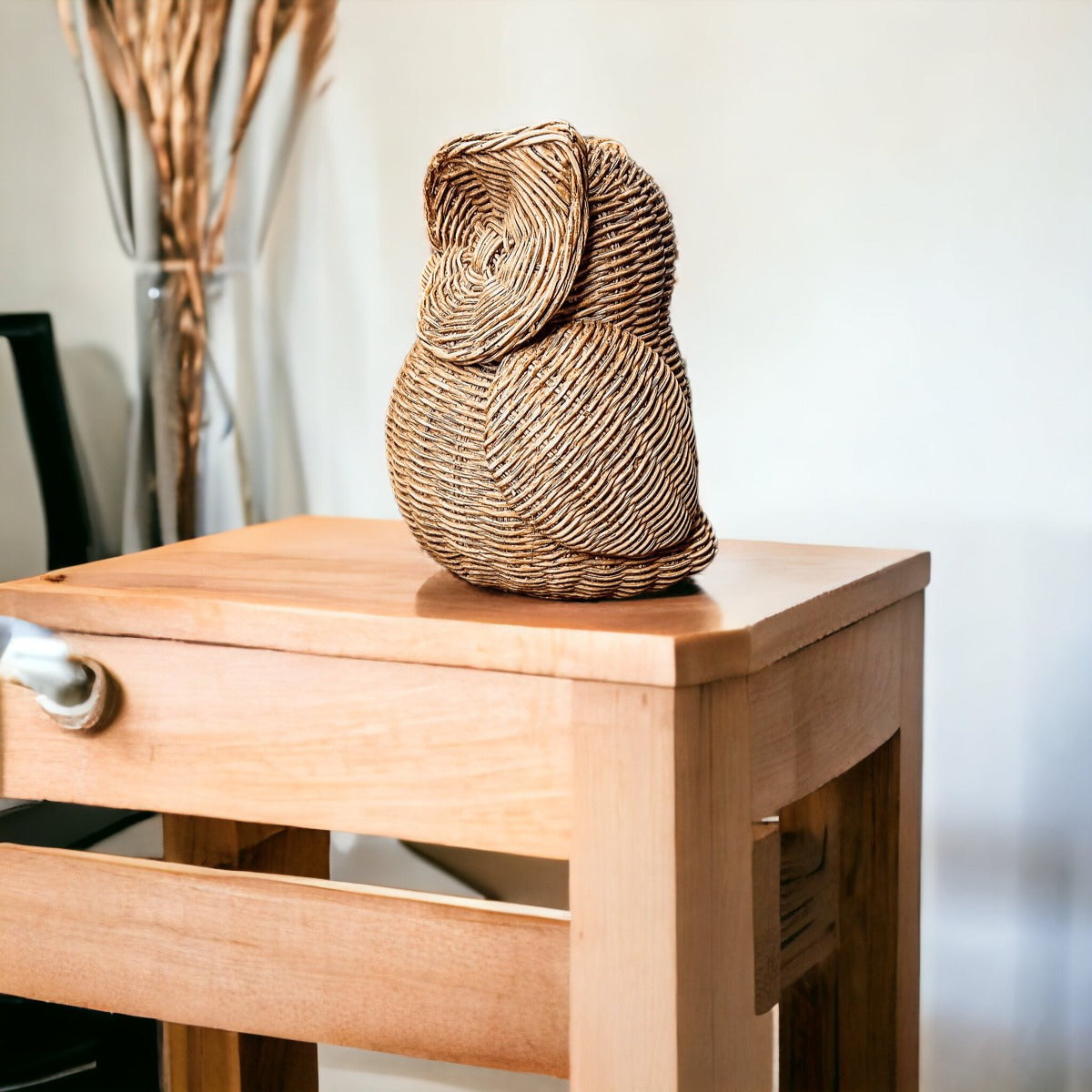Basket Weave Owl Figurine Resin Rustic Owl Bookend Tabletop Accent Home Decor BandsCo Straps