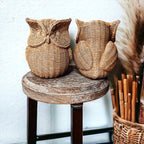 Basket Weave Owl Figurine Resin Rustic Owl Bookend Tabletop Accent Home Decor BandsCo Straps
