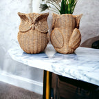 Basket Weave Owl Figurine Resin Rustic Owl Bookend Tabletop Accent Home Decor BandsCo Straps