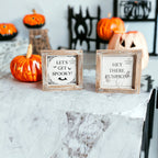 Double-Sided Reversible Pumpkin Sign Hey There Pumpkin / Lets Get Spooky BandsCo Straps