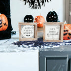 Double-Sided Reversible Pumpkin Sign Hey There Pumpkin / Lets Get Spooky BandsCo Straps
