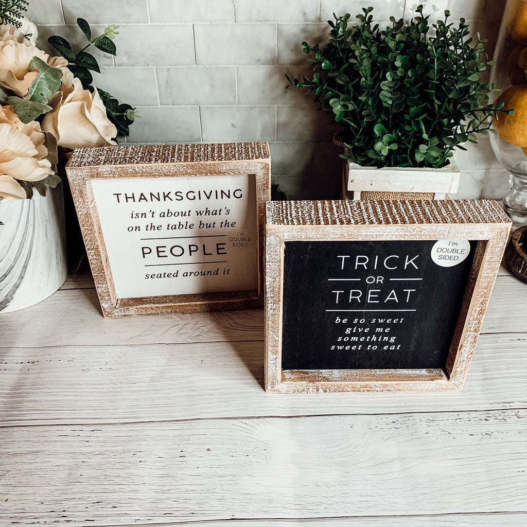 Double-Sided Halloween To Thanksgiving Reversible Porch Sign 2-in-1 Fall Decor BandsCo Straps