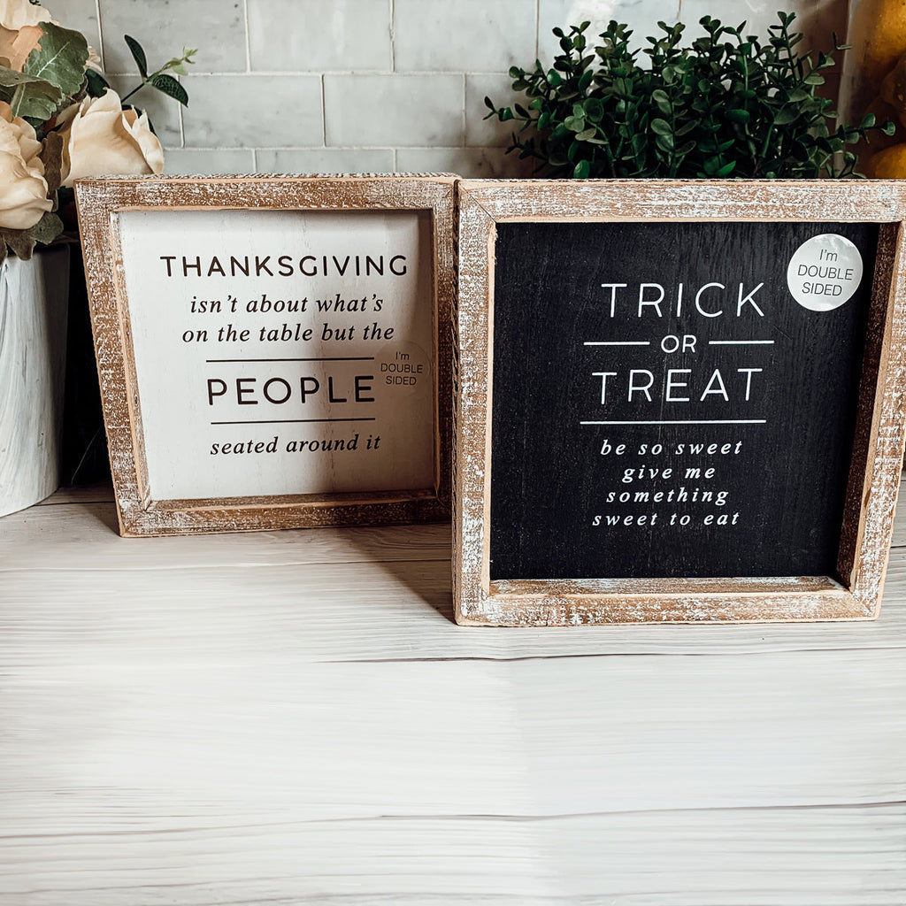 Double-Sided Halloween To Thanksgiving Reversible Porch Sign 2-in-1 Fall Decor BandsCo Straps