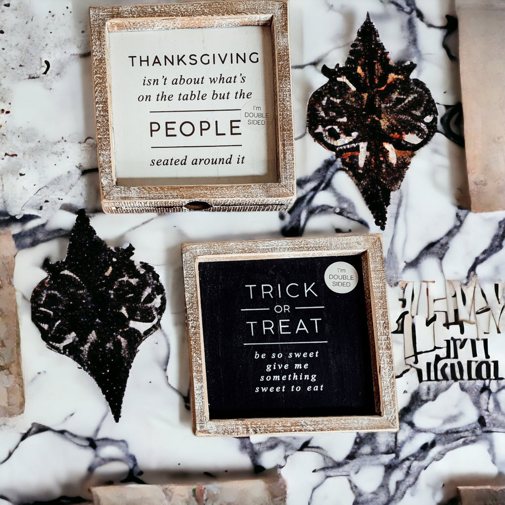 Double-Sided Halloween To Thanksgiving Reversible Porch Sign 2-in-1 Fall Decor BandsCo Straps