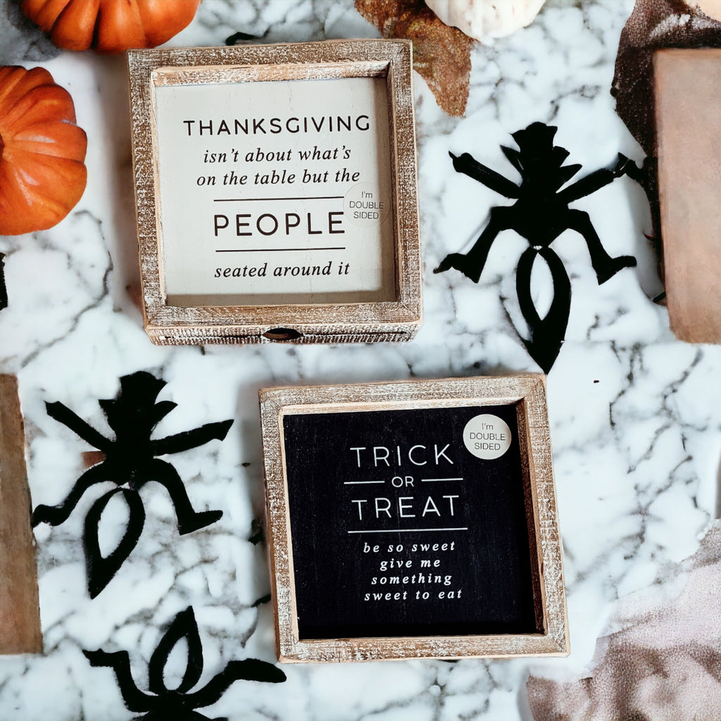 Double-Sided Halloween To Thanksgiving Reversible Porch Sign 2-in-1 Fall Decor BandsCo Straps