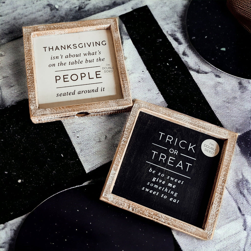 Double-Sided Halloween To Thanksgiving Reversible Porch Sign 2-in-1 Fall Decor BandsCo Straps