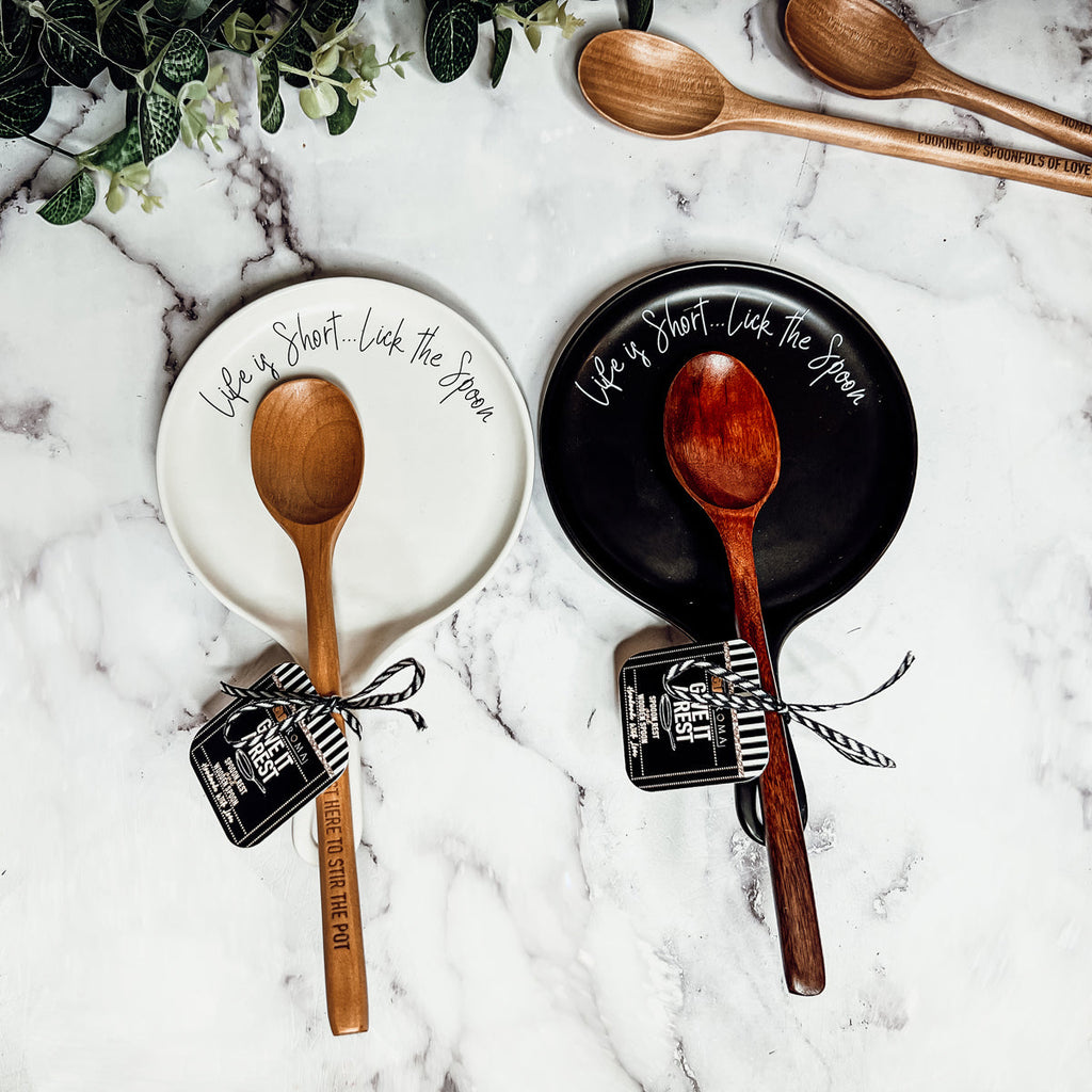 Spoon Rest And Wooden Spoon Set Custom Color Quote Choice Kitchen Gift BandsCo Straps