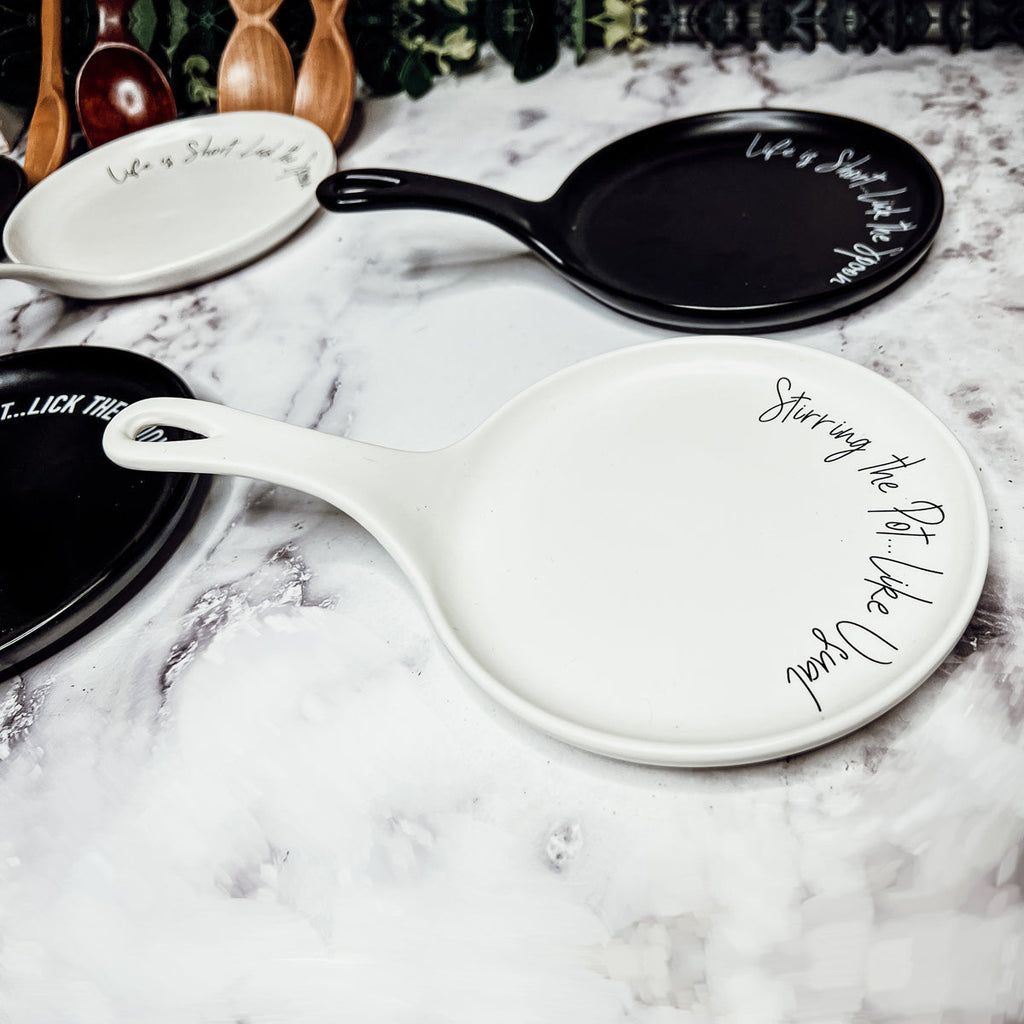 Spoon Rest And Wooden Spoon Set Custom Color Quote Choice Kitchen Gift BandsCo Straps