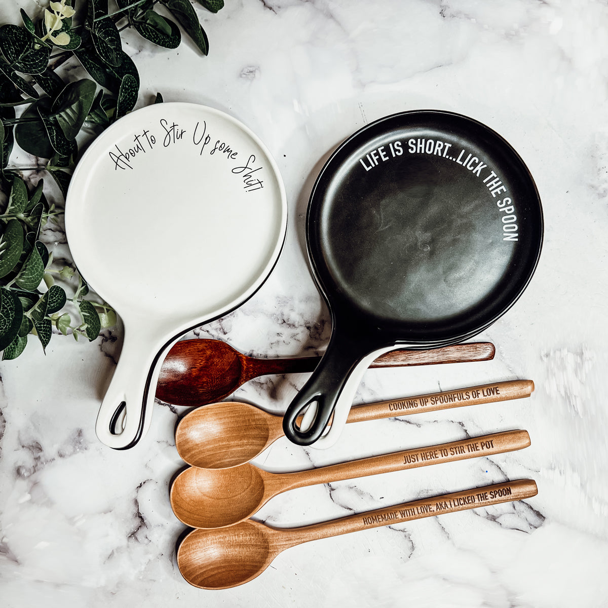 Spoon Rest And Wooden Spoon Set Custom Color Quote Choice Kitchen Gift BandsCo Straps