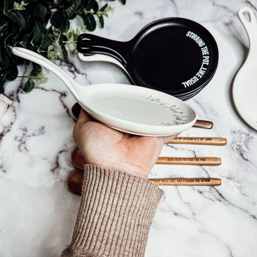 Spoon Rest And Wooden Spoon Set Custom Color Quote Choice Kitchen Gift BandsCo Straps