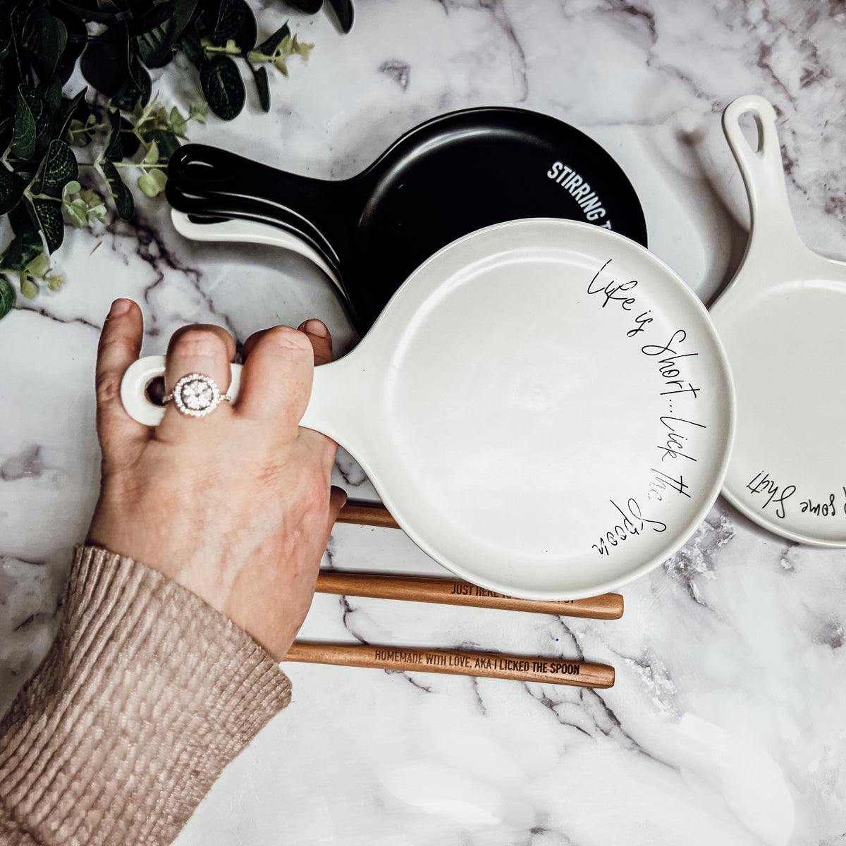 Spoon Rest And Wooden Spoon Set Custom Color Quote Choice Kitchen Gift BandsCo Straps