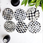 Spring Ceramic Coasters Set of 4 Courtly Check Designs Absorbent Drink Coasters for Table Protection BandsCo Straps