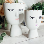 Coquette Porcelain Vases Set Of 2 Wink And Smile Ceramic Vases With Gold Trim Slim Vanity Decor BandsCo Straps