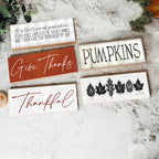 Pumpkins Wood Sign Rustic Fall Halloween Tabletop Shelf Mantel Decor 10x4x1 BandsCo Straps