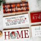 White Christmas Sign Funny Wood Tabletop Mantel Holiday Decor 10 x 4 x 1 Handmade Gift BandsCo Straps