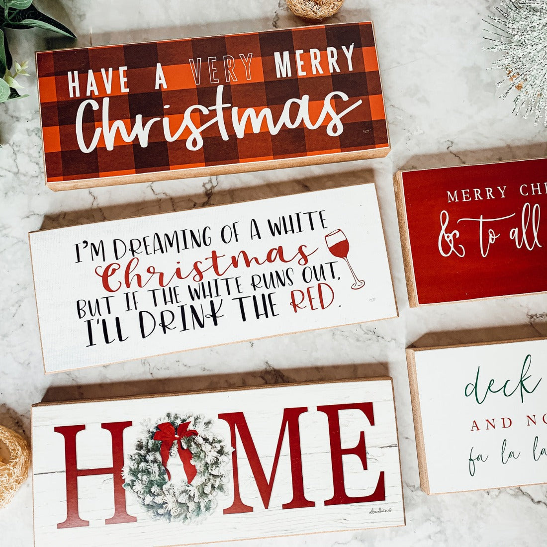 White Christmas Sign Funny Wood Tabletop Mantel Holiday Decor 10 x 4 x 1 Handmade Gift BandsCo Straps