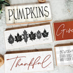 Pumpkins Wood Sign Rustic Fall Halloween Tabletop Shelf Mantel Decor 10x4x1 BandsCo Straps
