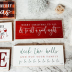 Deck The Halls Funny Christmas Wood Sign Handmade Tabletop Mantel Shelf Decor 10x4x1 Red Green BandsCo Straps