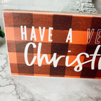 Red Buffalo Check Christmas Sign - Farmhouse Holiday Wooden Wall Decor BandsCo Straps