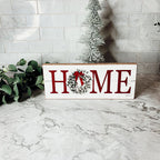 Christmas Home Wreath Sign Holiday Mantel Shelf Tray Decor Rustic Wooden BandsCo Straps