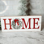 Christmas Home Wreath Sign Holiday Mantel Shelf Tray Decor Rustic Wooden BandsCo Straps
