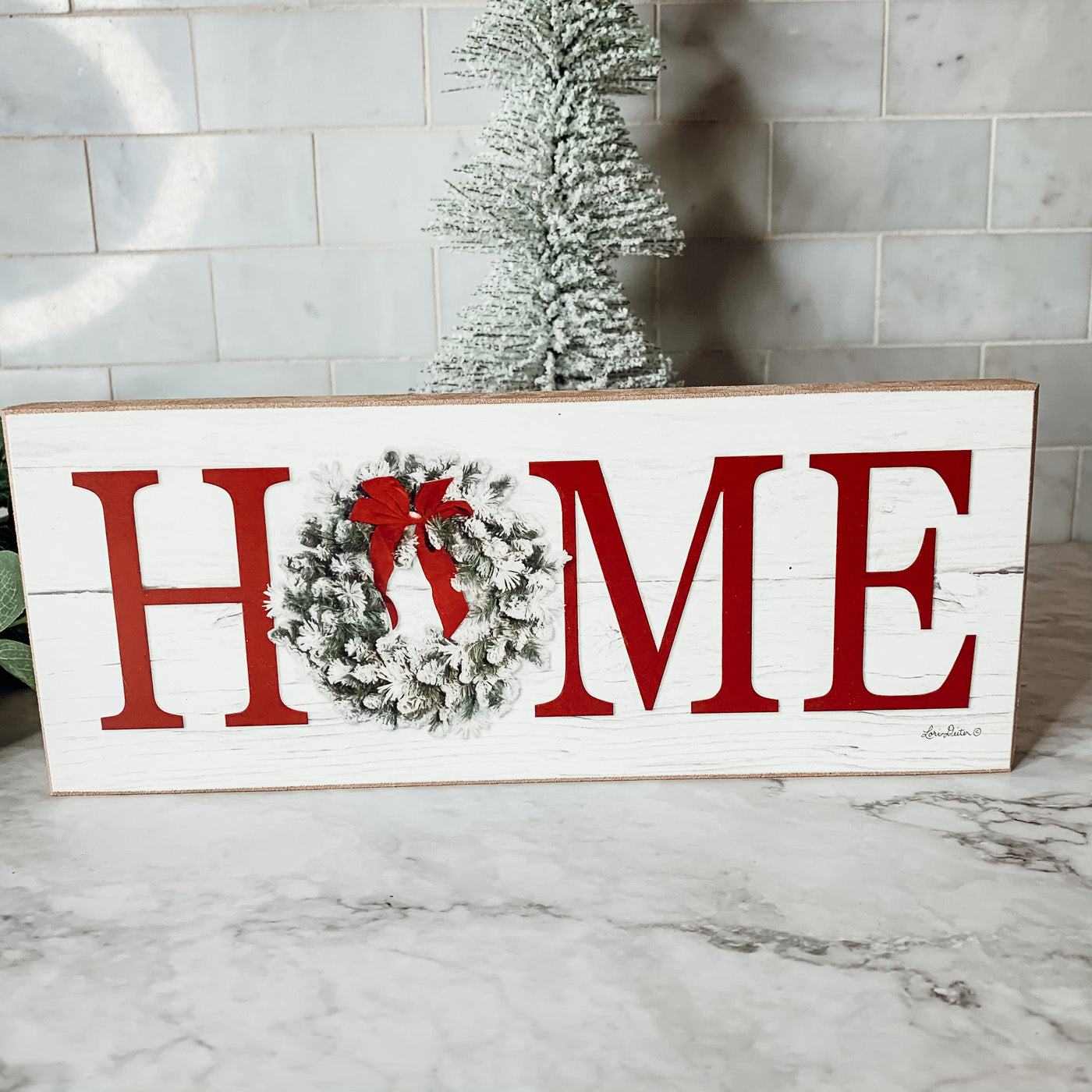 Christmas Home Wreath Sign Holiday Mantel Shelf Tray Decor Rustic Wooden BandsCo Straps
