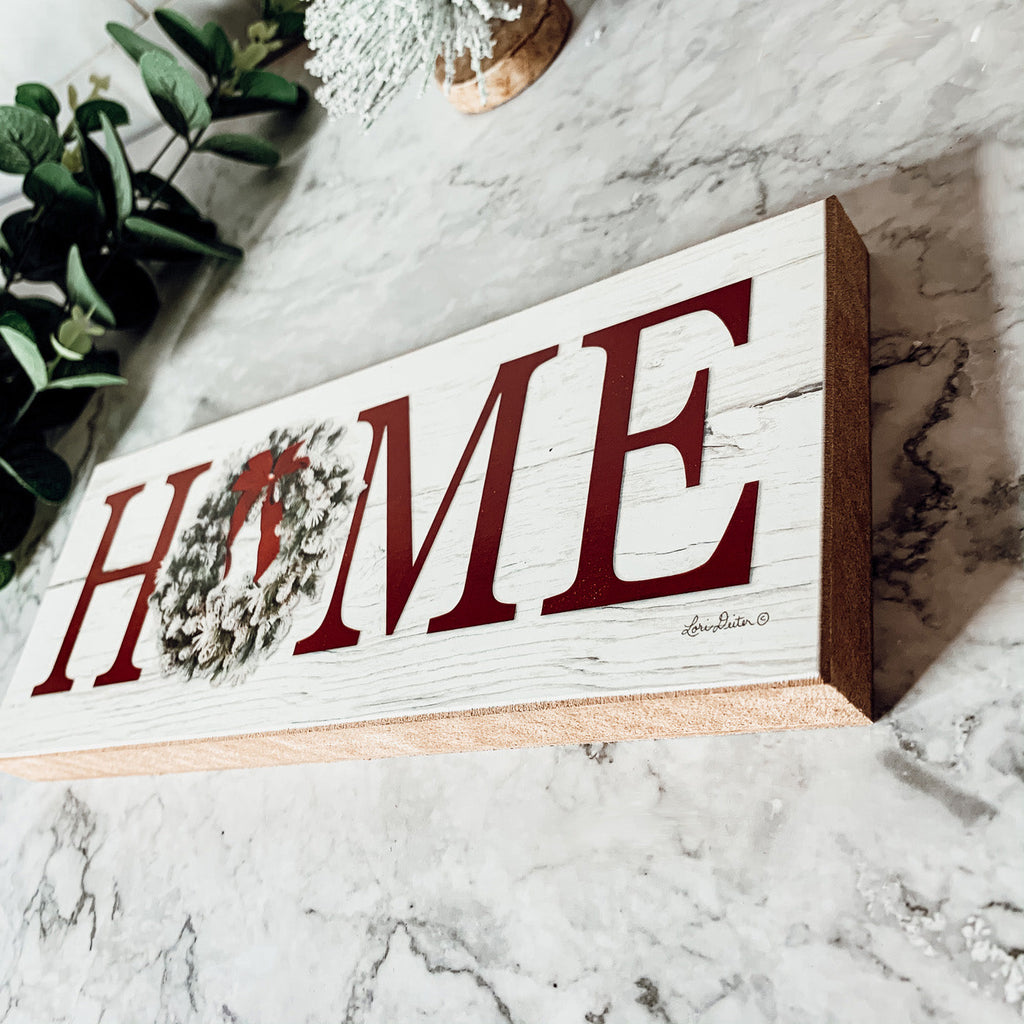 Christmas Home Wreath Sign Holiday Mantel Shelf Tray Decor Rustic Wooden BandsCo Straps