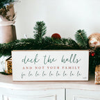 Deck The Halls Funny Christmas Wood Sign Handmade Tabletop Mantel Shelf Decor 10x4x1 Red Green BandsCo Straps